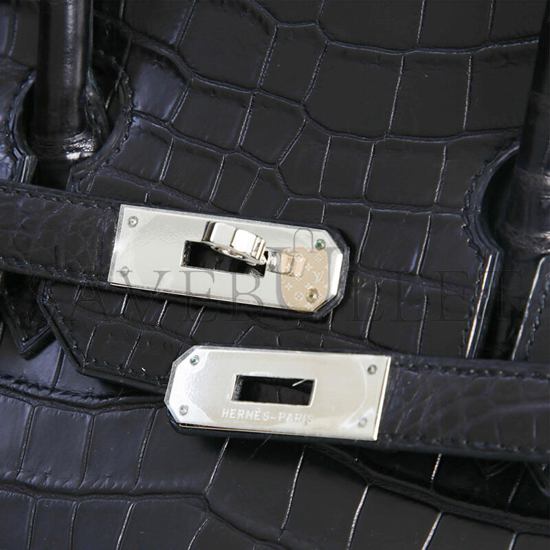 H**mes MASTER BIRKIN 35 BLACK MATTE ALLIGATOR PALLADIUM HARDWARE (35*25*18cm)